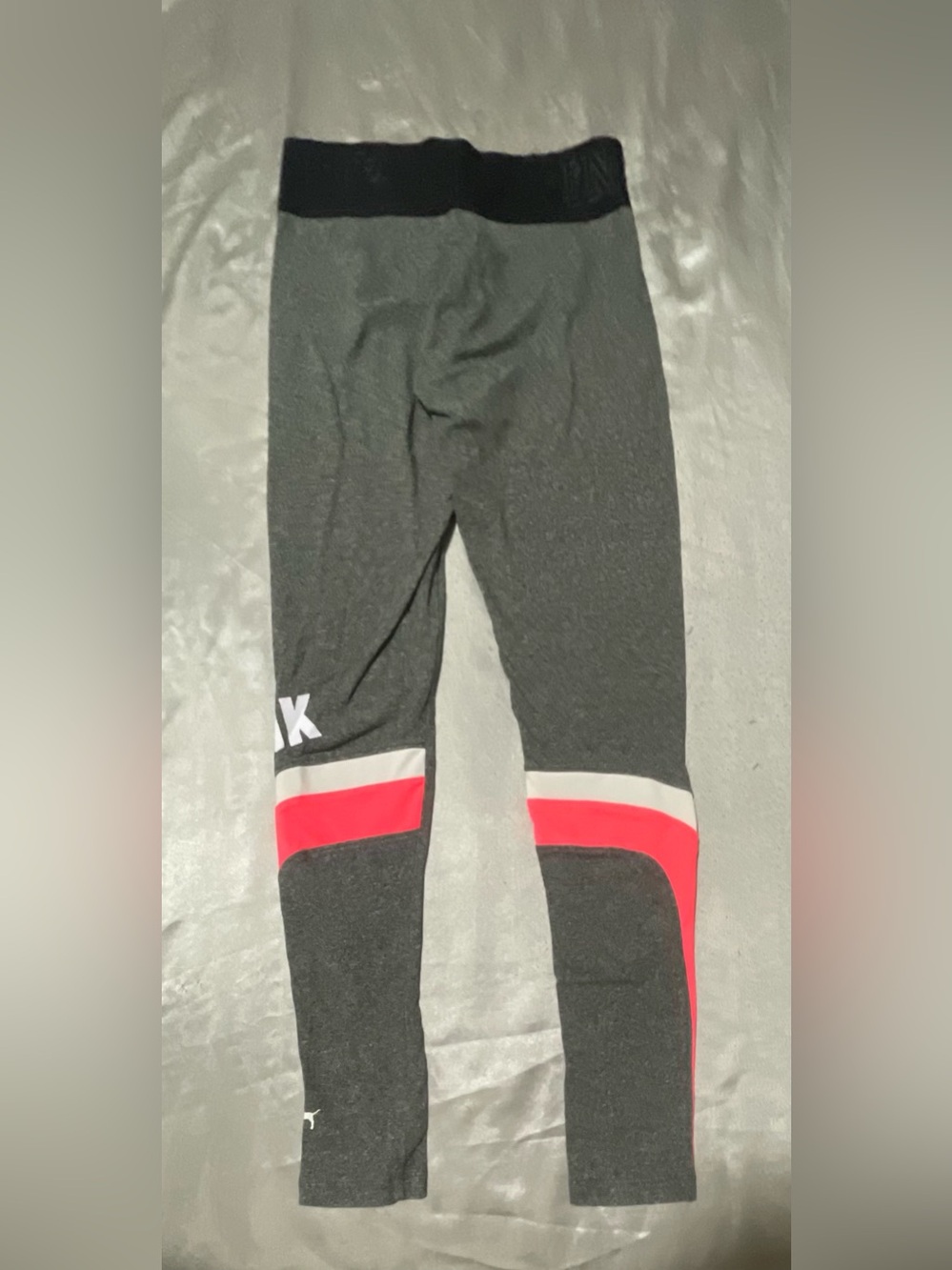 PINK Victoria's Secret Gray Leggings with Pink & White Stripes